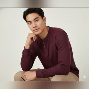 CLUB ROOM Men's Thermal Henley Shirt